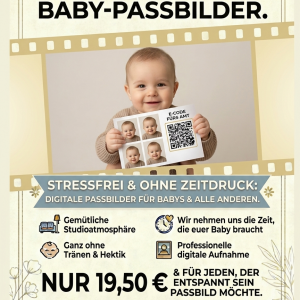 Passbild mit QR Code vom Profi in 66987 Thaleischweiler-Fröschen bei Pirmasens, auch für Babys